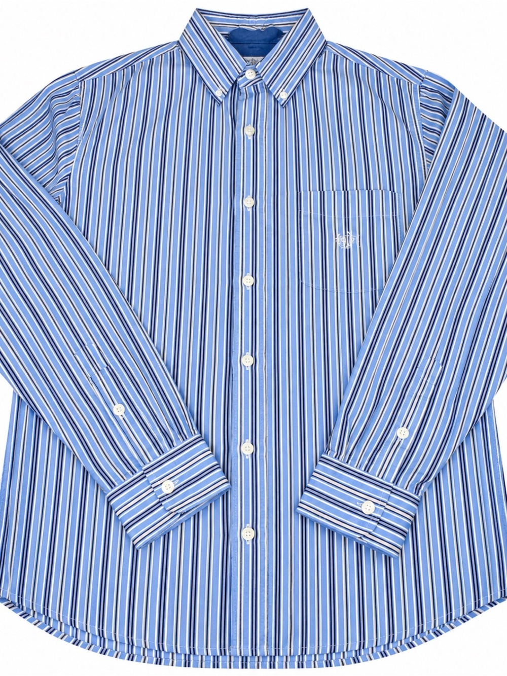 Chaps Blue Multi-Stripe Button-Down Dress Shirt